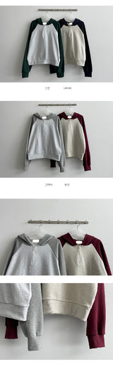 ゼンカラーラグランハーフジップアップフーディー/Zen color raglan half zip-up hood
