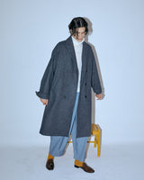 UNISEX BELTED WOOL DOUBLE COAT M - SHARKSKIN DARK GRAY (6636059328630)