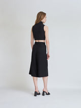 BLACK CROP KNIT ZIP UP SLEEVELESS(Copy) (6679763779702)
