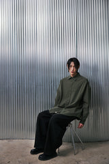 EARTH-COLOR PLEATS SHIRT (Dense Forest) / アースカラープリーツシャツ