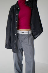 ウォッシュドデニムシャツジャケット / washed black denim shirt jacket