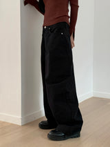 Nade Buckle Point Cotton Long Wide Pants