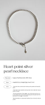 ハートポイントシルバーパールネックレス/Heart point silver pearl necklace