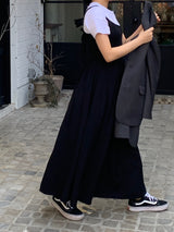 ポエムバックリボンスリムノースリーブドレス / Poem Back Ribbon Slim Sleeveless Dress(2 colors)