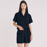 クロップツーポケットシャツ / CROP TWO POCKET SHIRT(BLACK)