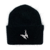 バタフライアンゴラビーニー/Butterfly Angora Beanie [Black]