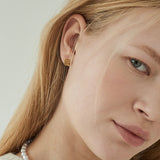 [s925post] golden rose earring