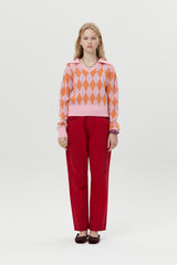 キルシーチェリーチェックニット / CHERRY CHECK KNIT SWEAT [PINK] (6656321388662)
