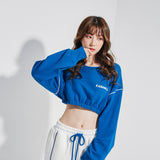 Oversize Line Point Crop Sweat shirt Blue (6600739389558)