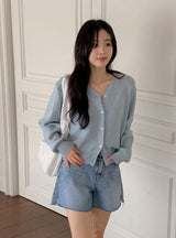 Thin and Fit Cut Capri Slit Denim Pants (2color)