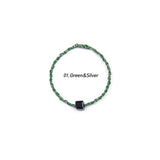 [CCNMADE] 菊 Black Cube Crystal Ring 01.Green&Silver