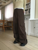 Minka Bag Ribbon Shirring Pintuck Cotton Cargo Pants