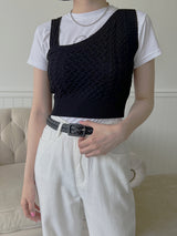 アンバランスドニットスリーブレス / Unbalanced Knit Sleeveless (2color)