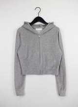 ベルベット クロップ フード ジップアップ / Velvet Crop Hood Zip Up (4color)