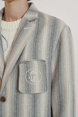 POCKET STRIPE BLAZER JACKET / GREY (6601031155830)
