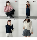 Heart embroidery twisted knit cardigan