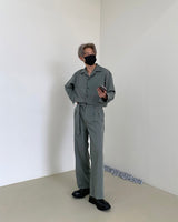 ツータック ベルト ジャンプスーツ / RO Two-Tuck Belted Jumpsuit (4 colors)