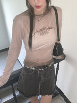 リケットシースルーヒップグラデーション長袖Tシャツ