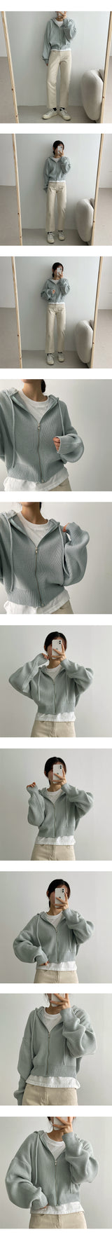 キャンディーニットウェアフードジップアップ / candy knitwear hooded zip-up