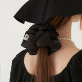 BASIC SHIRRING HAIR BAND (BLACK) (6579680804982)