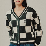 チェッカーボードテリーカーディガン/CHECKER BOARD TERRY CARDIGAN_GREEN