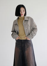 バルーンクロップクラックジャケット/Balloon Crop Crack Jacket (2color)