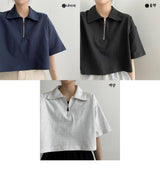 ノアハーフジップアップカラーショートスリーブTシャツ / Noa Half Zip-Up Collar Short-Sleeved T-Shirt