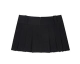 Pleated Logo-Tape Mini Skirt _ Black