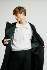collarless front cover coat black (6615480959094)