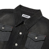 UNI WASHING CROP DENIM JACKET [BLACK]
