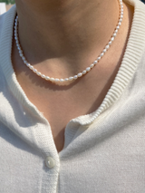 [92.5silver] rice pearl necklace