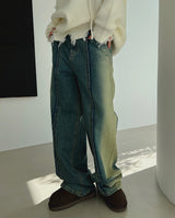 ストレートウォッシュドデニムパンツ/no.5187 Straight Washed Denim Pants (2color)