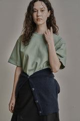 オーバーサイズロゴ刺繍Tシャツ/OVERSIZED LOGO EMBROIDERED T-SHIRT_GREEN