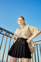 HIDE Cutting Half Sleeves Shirt (Light Khaki) (6570994565238)