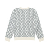 DVRK PRIVÉ KNIT CROPPED MONOGRAM CARDIGAN - CREAM/GREY