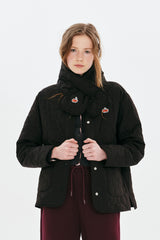 CHERRY QUILTING JACKET + MUFFLER SET [BLACK]