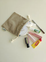 Two tone string pouch - beige M
