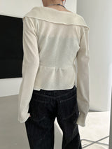 ラッフルカラーカーディガン/Ruffle collar cardigan (3color)