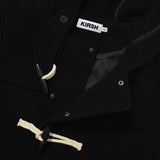 UNI MONO CHERRY HOODIE LONG DUFFLE COAT [BLACK]