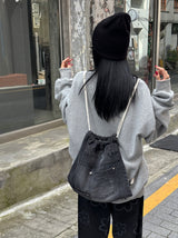 [UNISEX] ウールナッピングフラワーオーバーサイズフィットスウェットシャツ