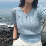 [Bellide made] モアVネックショートTスリーブニット
