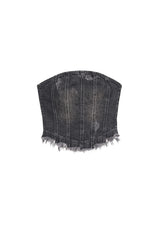 デニムパネルドチューブトップ / DENIM PANELLED TUBE TOP (BLACK)
