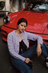 キュートガールリブドニットカーディガン / Cute Girl Ribbed Knit Cardigan