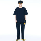 ウーヴン1/2ハーフTシャツネービー