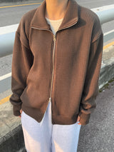 Unisex half turtleneck zip-up