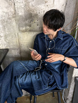 line brush wide denim pants