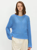 シアーリブニット / Sheer ribbed knit - Cerulean