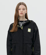 キルシーチェリールーバーラベルジップアップフーディジャケット/ CHERRY RUBBER LABEL WOVEN ZIP UP HOODIE JUMPER [BLACK] (6671083700342)