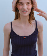ローズノースリーブTシャツ / ROSE SLEEVELESS TEE, DARK NAVY