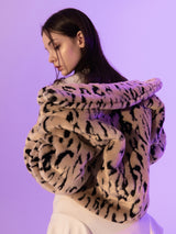 Leopard Crop Fur Jacket (BEIGE)